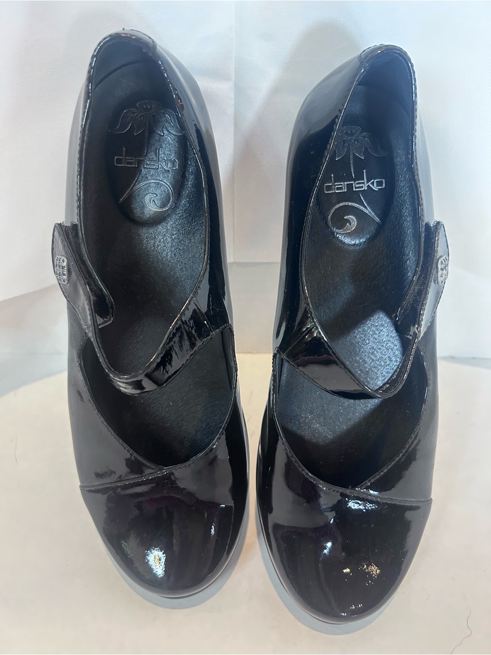 Dansko Black Patent Mary Jane Flats with Strap